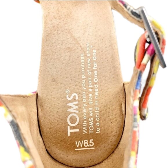 Toms Womens Sienna Cork Wedge Sandals Size 8.5 Multicolor Ikat Aztec Boho Summer - Picture 8 of 8